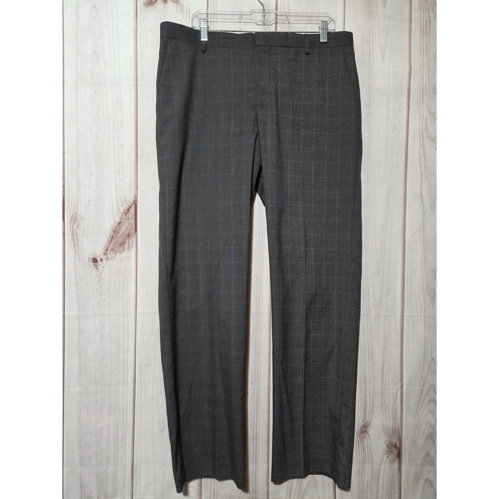 Murano Ultimate Modern Comfort Grey Plaid Dress Pants Men 36x32 Stretch Trouser